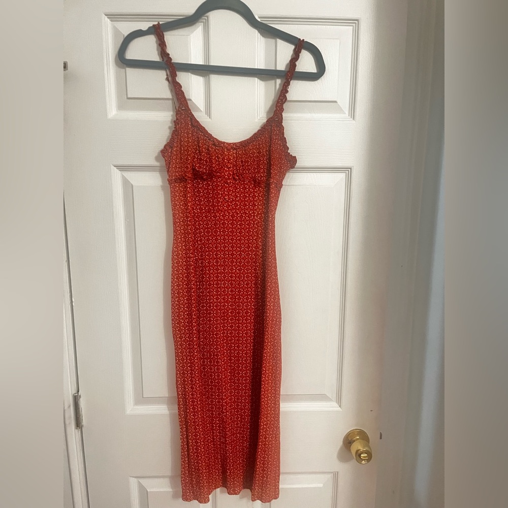 Ornate Print Ruffle-Trim Dress Forever 21 - Size Small